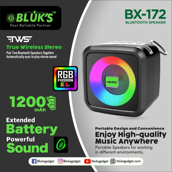 Bluks BX-172 Rechargeable Bluetooth Speaker with Long