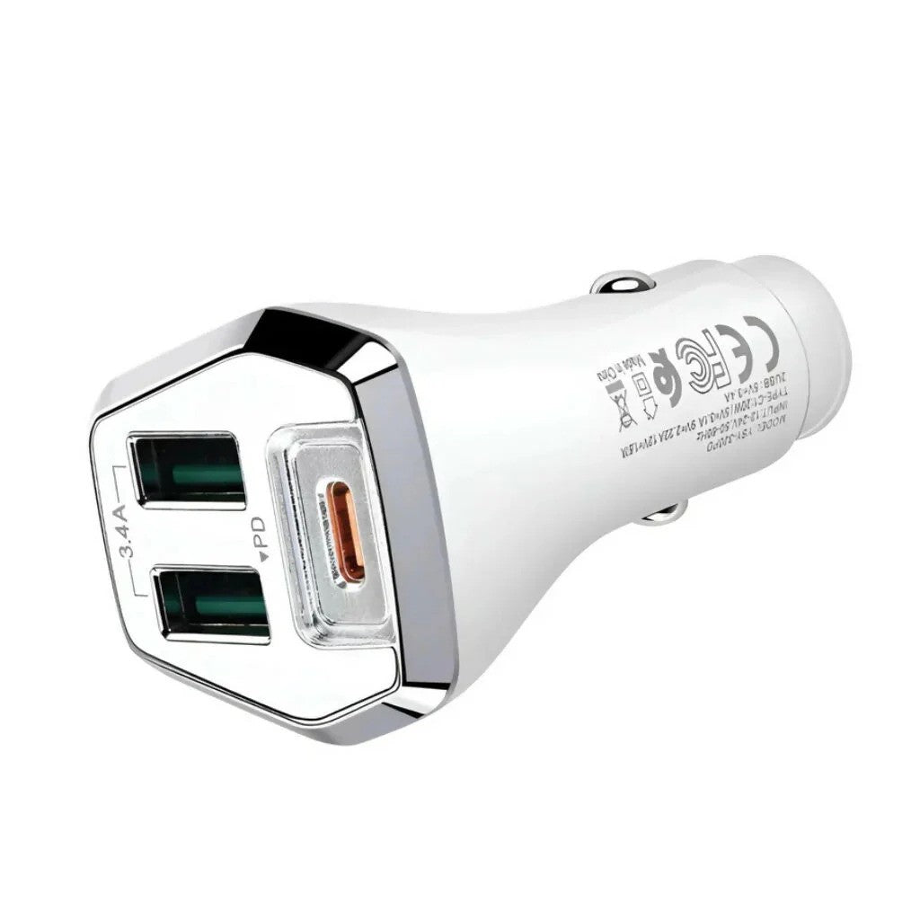 PD Car Charger 35W Dual USB-A & Type-C PD Ports for All Smartphones