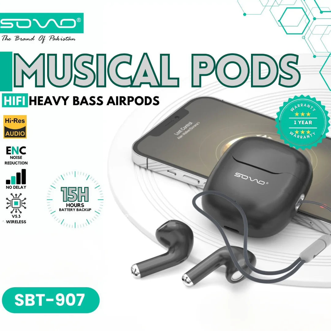 Musical Pods HiFi Heavy Bass Airpods with ENC Noise Reduction 15H Battery Bluetooth 5.3 Wireless Earbuds Gaming Airpods