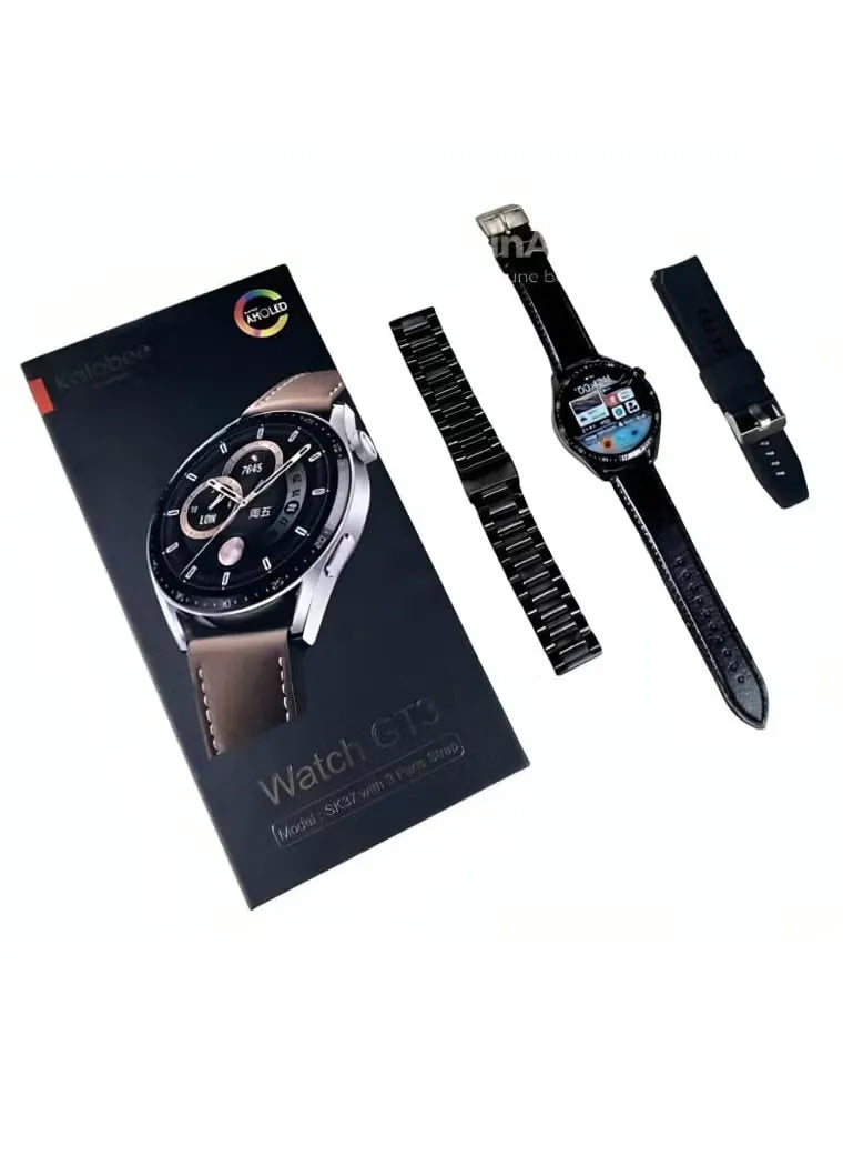 Kalobee SK37 Round Dial Smartwatch With 3 Straps