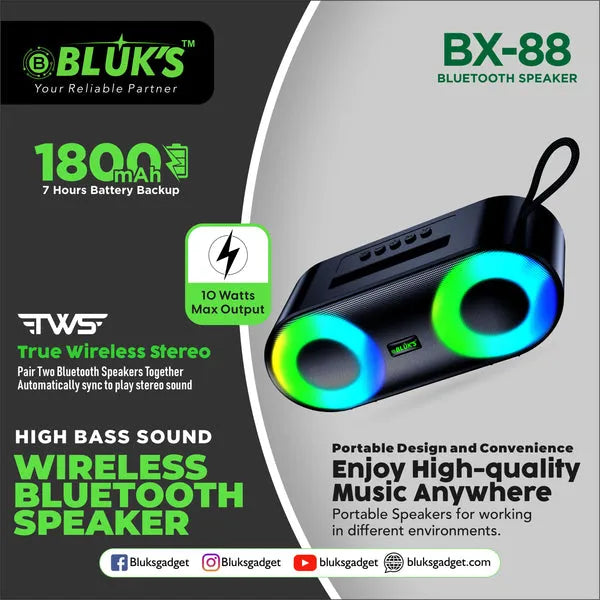 Bluks BX-88 Wireless Speaker Price In Pakistan– 10W Output