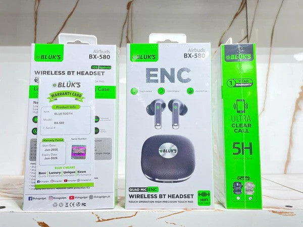 BX-580 - Quad-Mic ENC Wireless Headset Bluetooth 5.4 ENC Noise Reduction