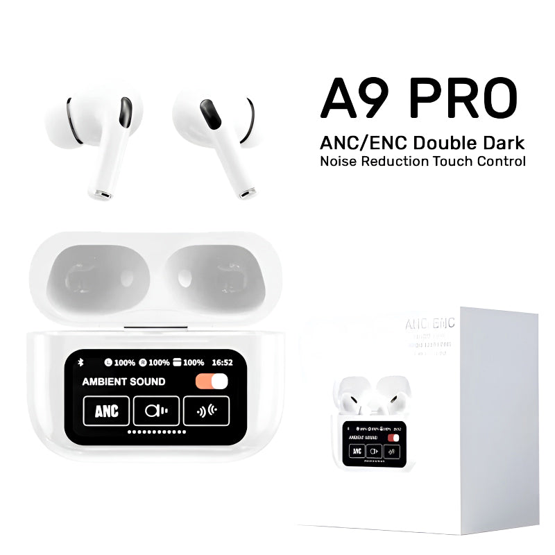 A9 Pro High Quality Sound ENC Noise Reduction Wireless AirPods With Smart Touch Screen Control