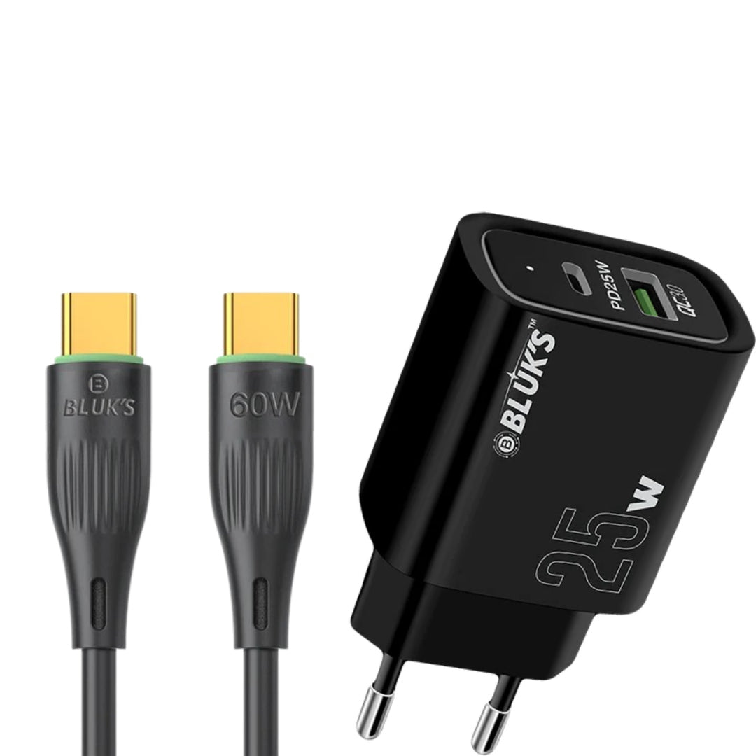25W Type C Charger Export Quality Super Fast Charger PD Type C Cable